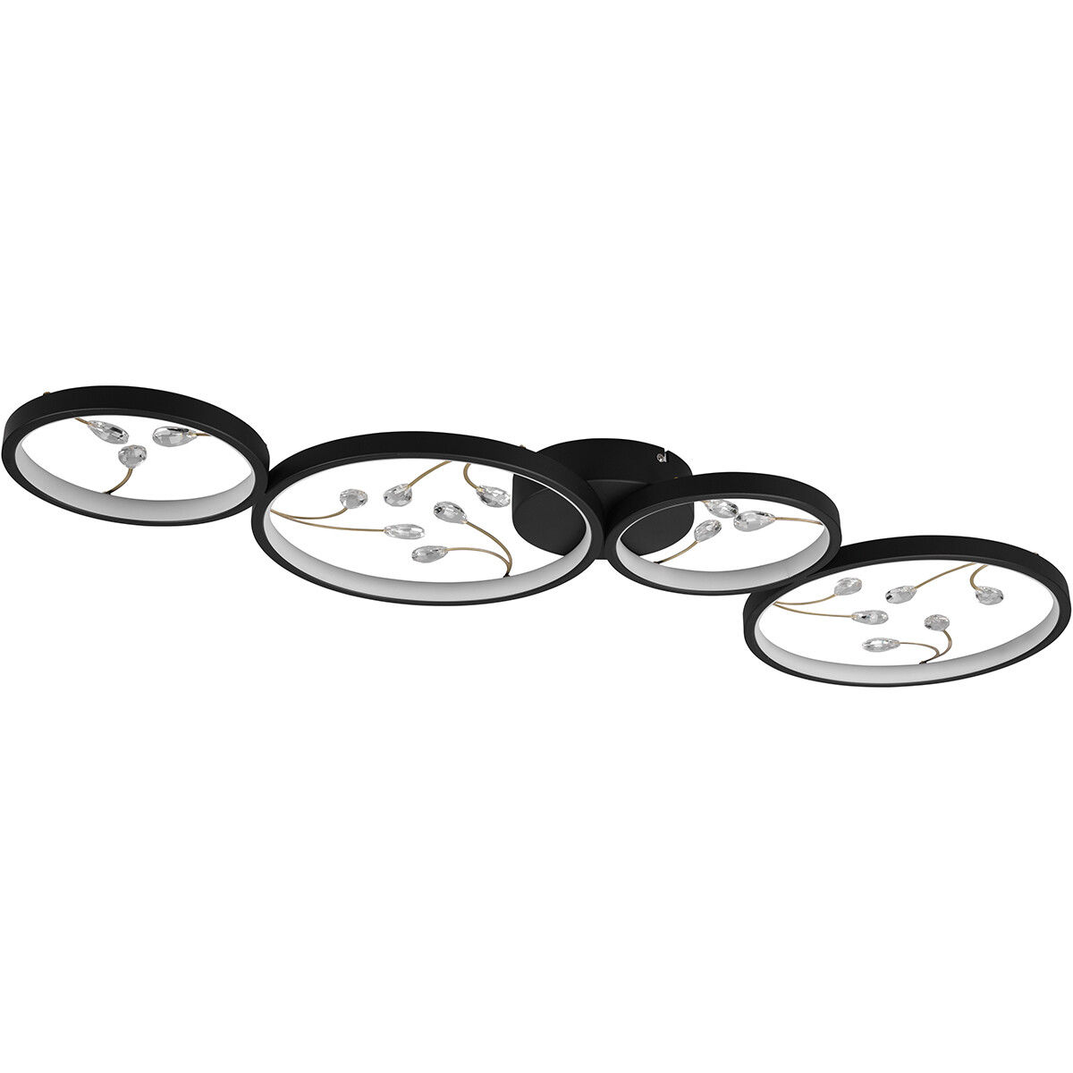 LED Plafondlamp - Plafondverlichting - Trion Moovy - 37W - Warm Wit 3000K - Dimbaar - Rechthoek - Mat Zwart - Aluminium