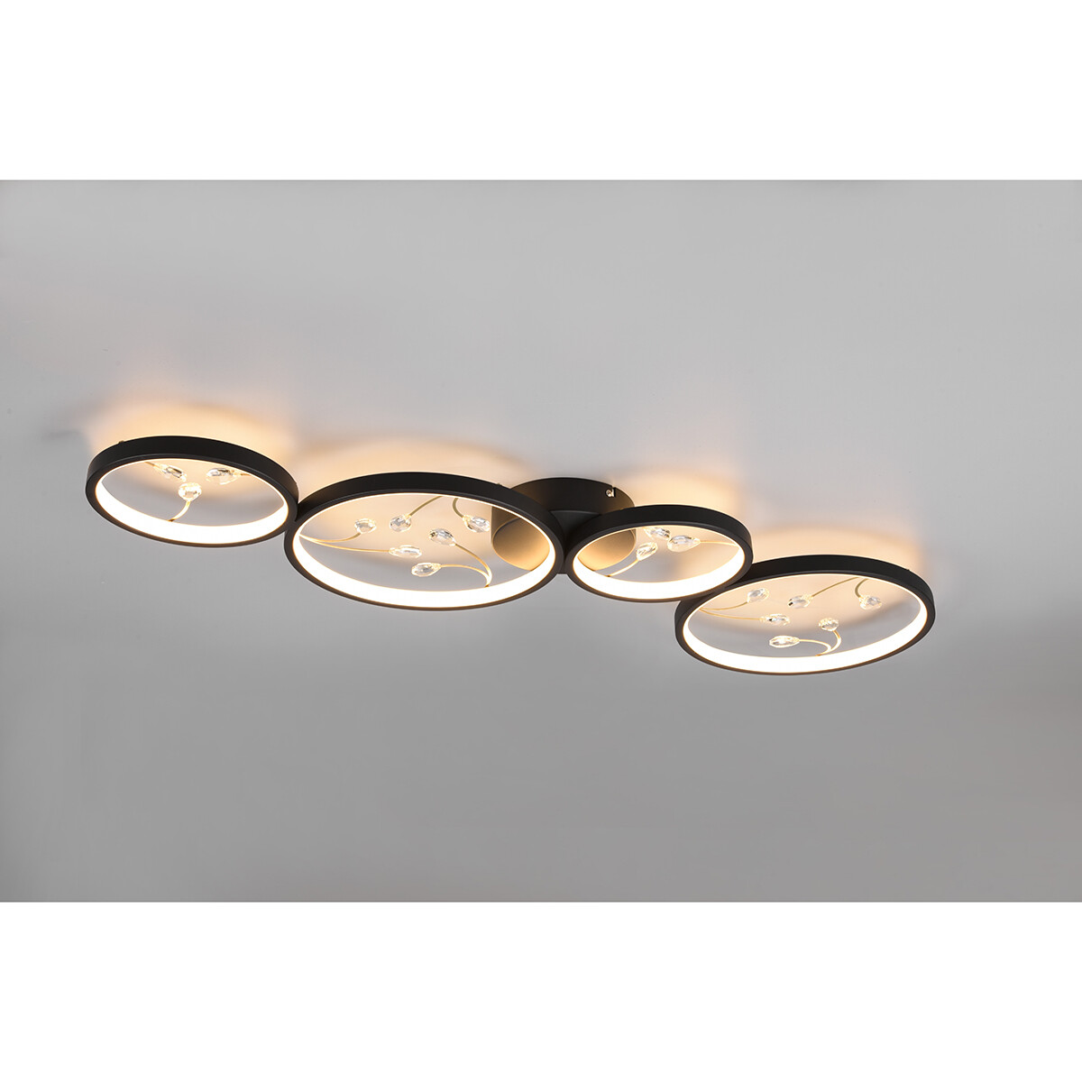 LED Plafondlamp - Plafondverlichting - Trion Moovy - 37W - Warm Wit 3000K - Dimbaar - Rechthoek - Mat Zwart - Aluminium