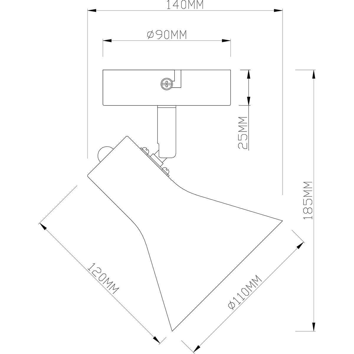 LED Plafondspot - Trion Nana - E14 Fitting - 1-lichts - Rond - Mat Zwart/Goud - Aluminium