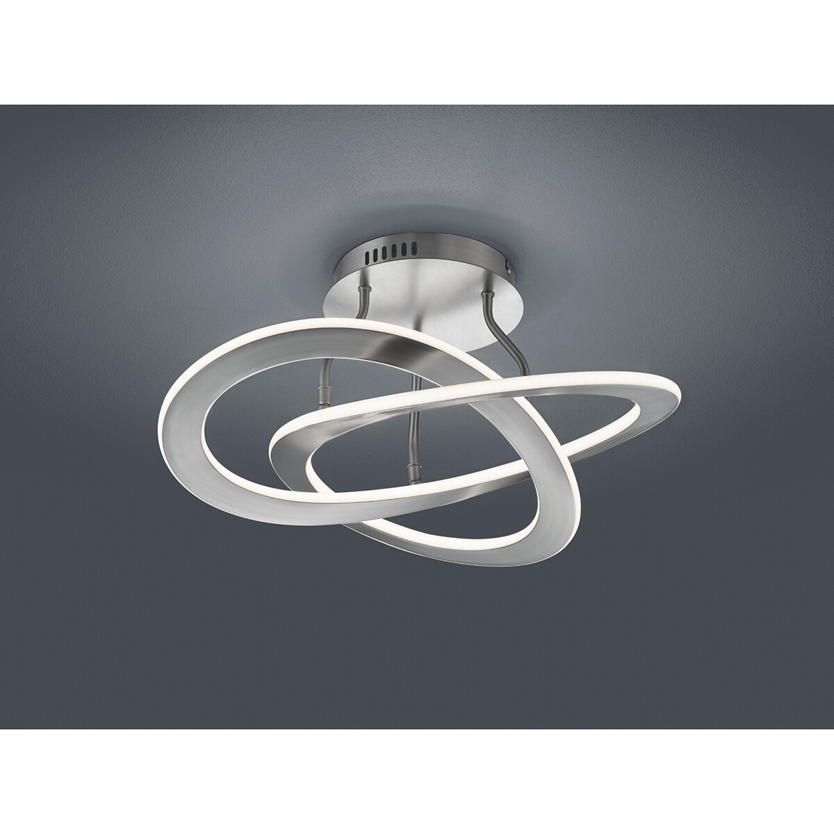 LED Plafondlamp - Plafondverlichting - Trion Oaky - 40W - Warm Wit 3000K - Dimbaar - Rond - Mat Nikkel - Aluminium