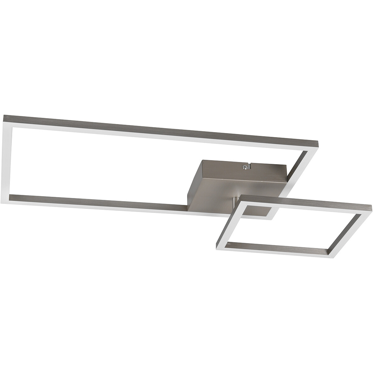 LED Plafondlamp - Plafondverlichting - Trion Paderno - 25W - Natuurlijk Wit 4000K - Dimbaar - Rechthoek - Mat Nikkel - Aluminium