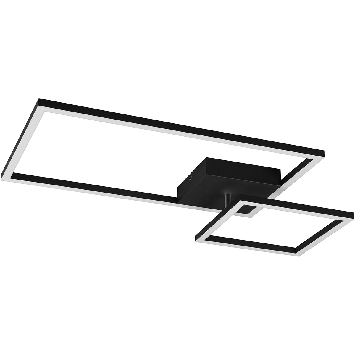 LED Plafondlamp - Plafondverlichting - Trion Paderno - 25W - Natuurlijk Wit 4000K - Dimbaar - Rechthoek - Mat Zwart - Aluminium