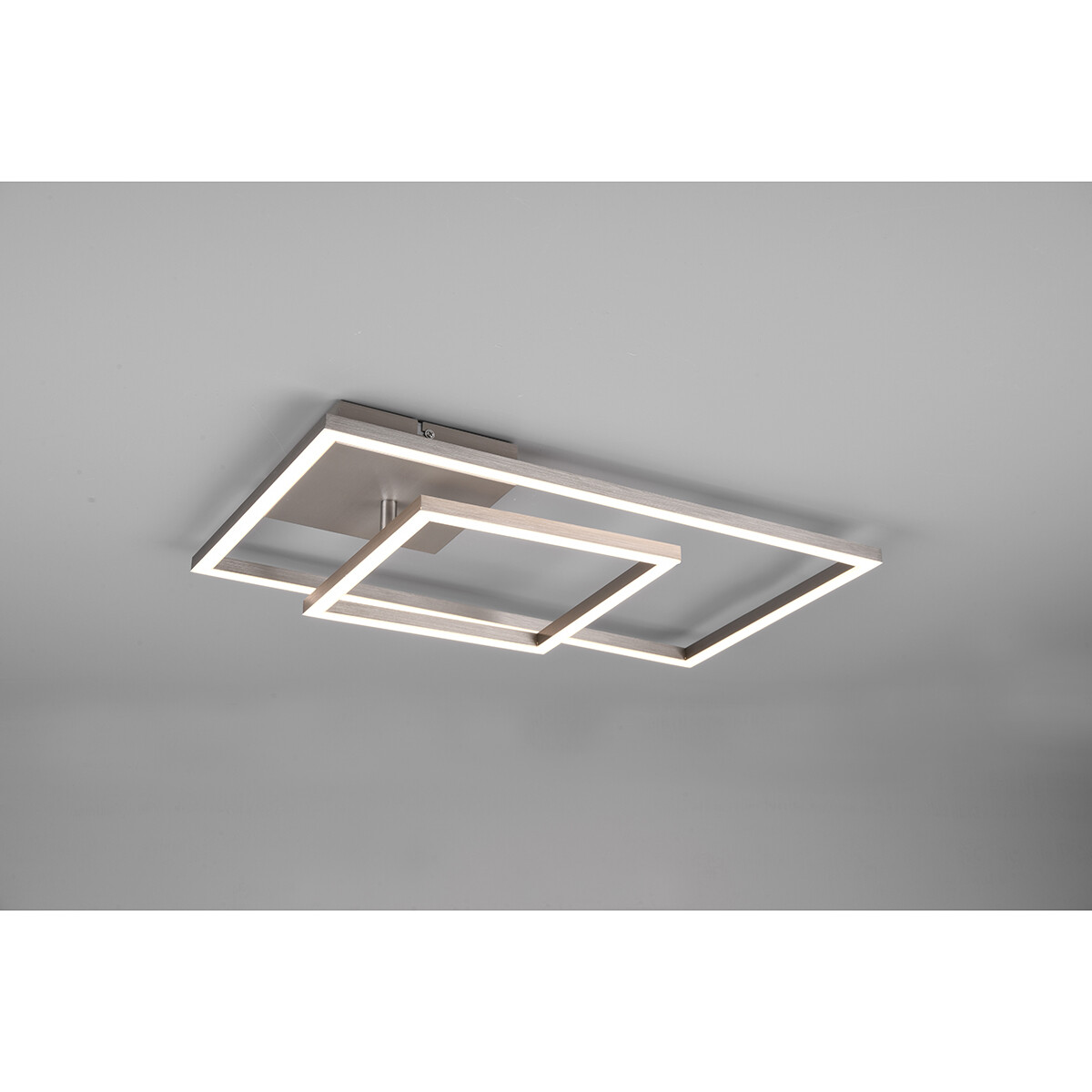 LED Plafondlamp - Plafondverlichting - Trion Pado - 25W - Warm Wit 3000K - Dimbaar - Rechthoek - Mat Nikkel - Aluminium