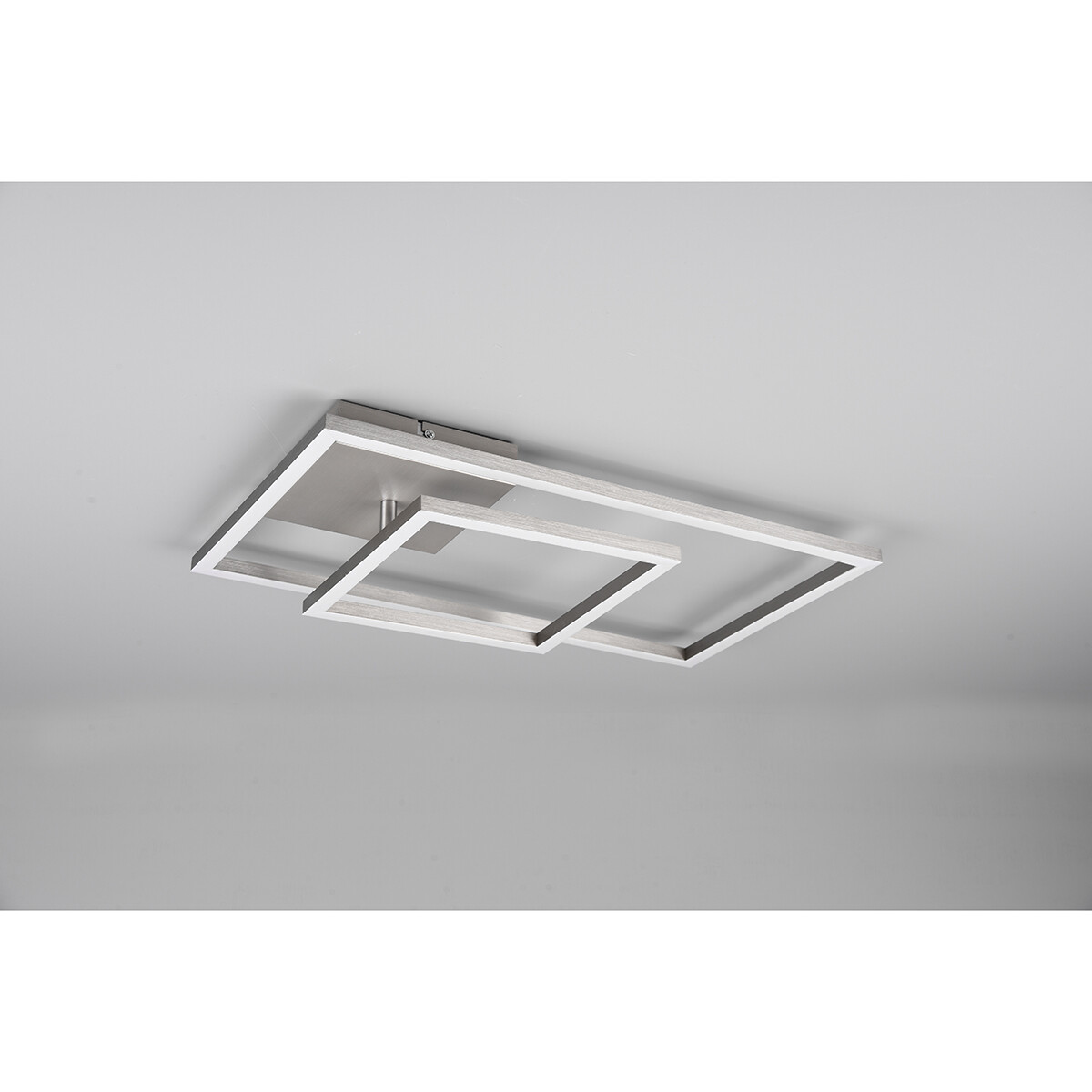 LED Plafondlamp - Plafondverlichting - Trion Pado - 25W - Warm Wit 3000K - Dimbaar - Rechthoek - Mat Nikkel - Aluminium