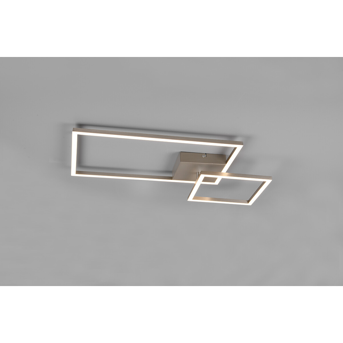 LED Plafondlamp - Plafondverlichting - Trion Pado - 25W - Warm Wit 3000K - Dimbaar - Rechthoek - Mat Nikkel - Aluminium