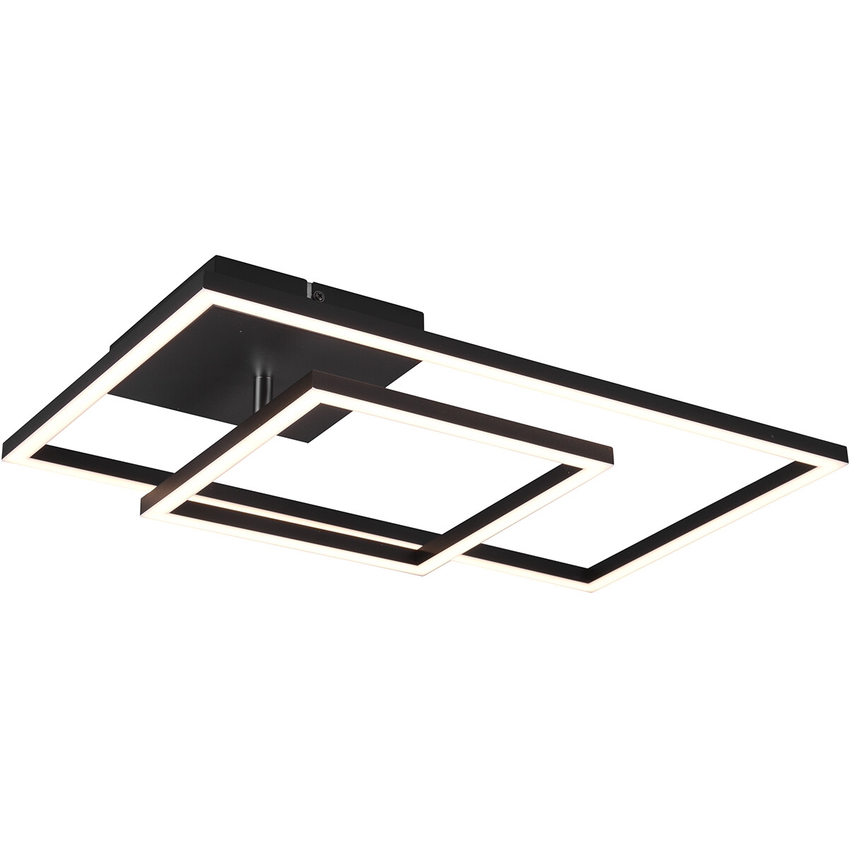 LED Plafondlamp - Plafondverlichting - Trion Pado - 25W - Warm Wit 3000K - Dimbaar - Rechthoek - Mat Zwart - Aluminium