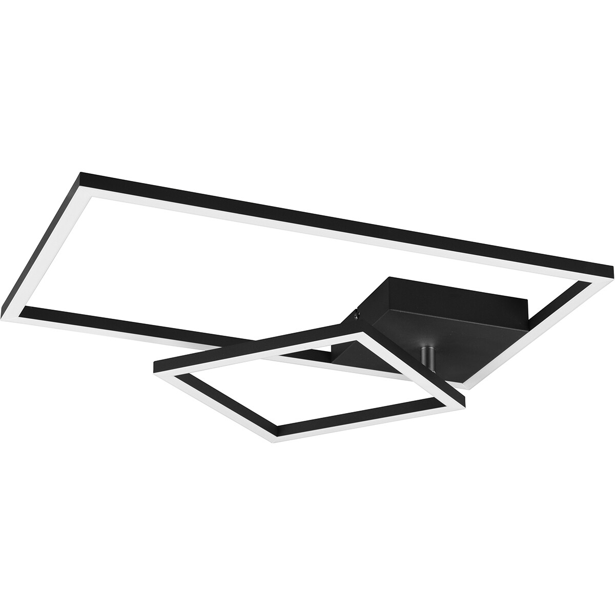 LED Plafondlamp - Plafondverlichting - Trion Pado - 25W - Warm Wit 3000K - Dimbaar - Rechthoek - Mat Zwart - Aluminium