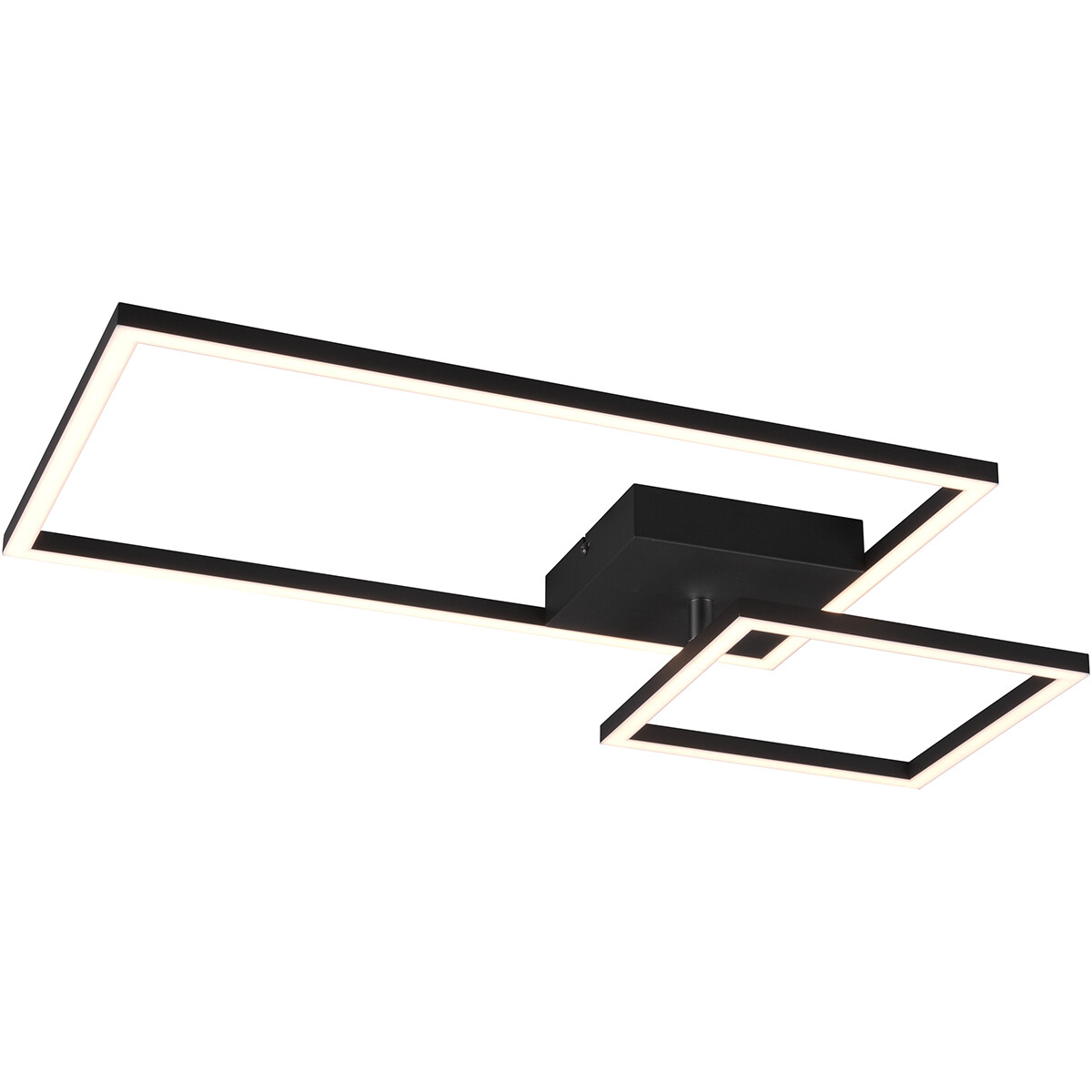 LED Plafondlamp - Plafondverlichting - Trion Pado - 25W - Warm Wit 3000K - Dimbaar - Rechthoek - Mat Zwart - Aluminium product afbeelding