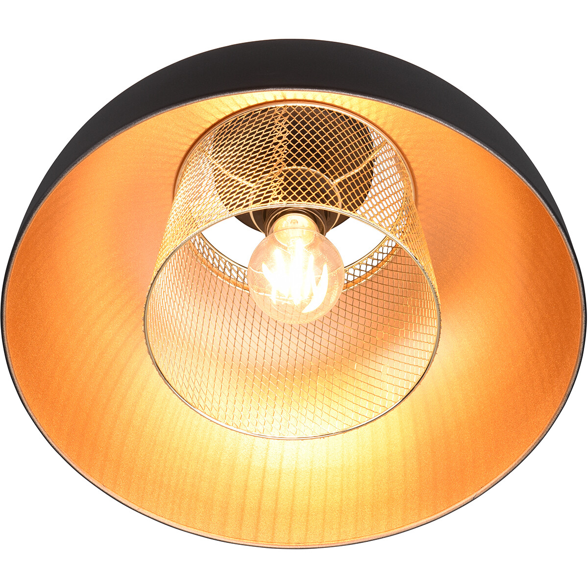 LED Plafondlamp - Plafondverlichting - Trion Palmo - E27 Fitting - Rond - Mat Zwart - Aluminium