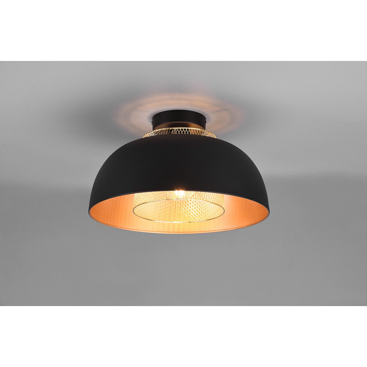 LED Plafondlamp - Plafondverlichting - Trion Palmo - E27 Fitting - Rond - Mat Zwart - Aluminium