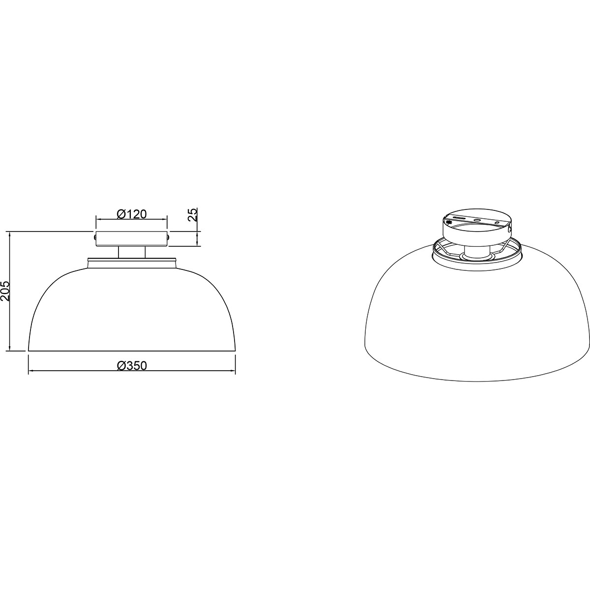 LED Plafondlamp - Plafondverlichting - Trion Palmo - E27 Fitting - Rond - Mat Zwart - Aluminium