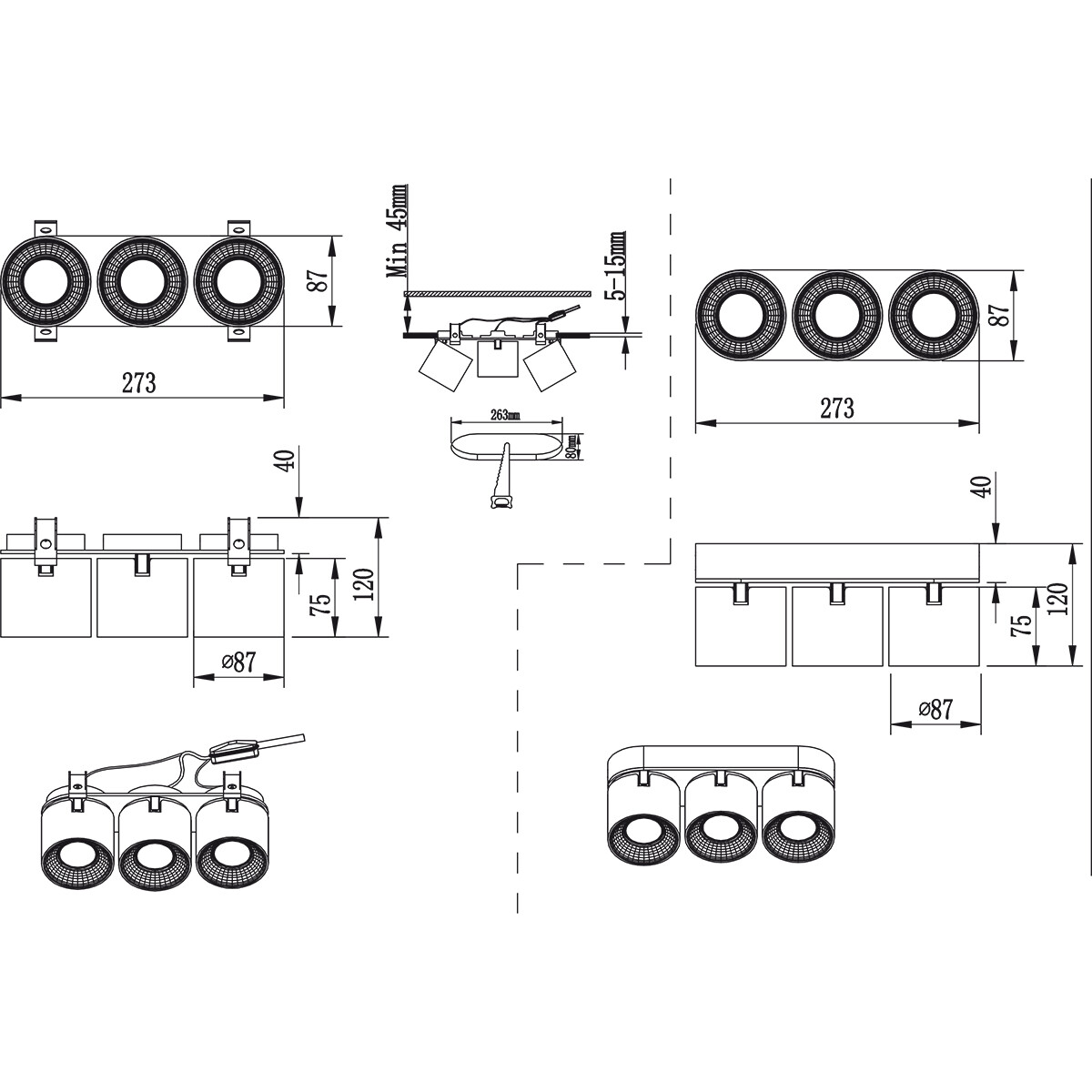 LED Plafondlamp - Plafondverlichting - Trion Pinati - GU10 Fitting - 3-lichts - Rond - Mat Nikkel - Metaal