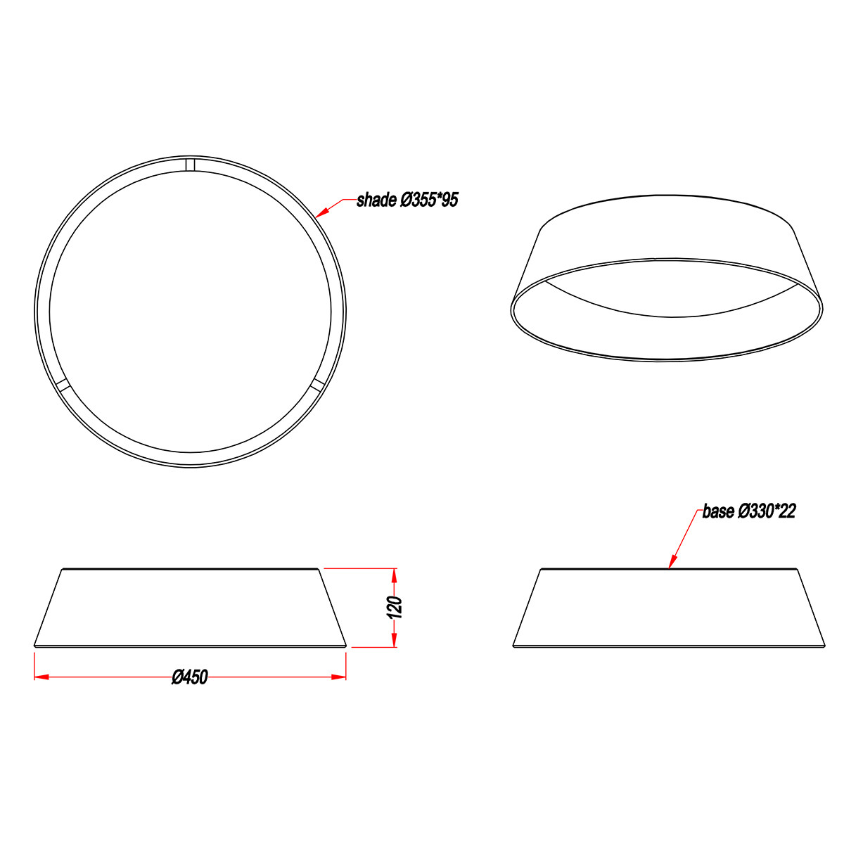 LED Plafondlamp - Plafondverlichting - Trion Pinton - 18W - Warm Wit 3000K - Rond - Mat Zwart - Textiel