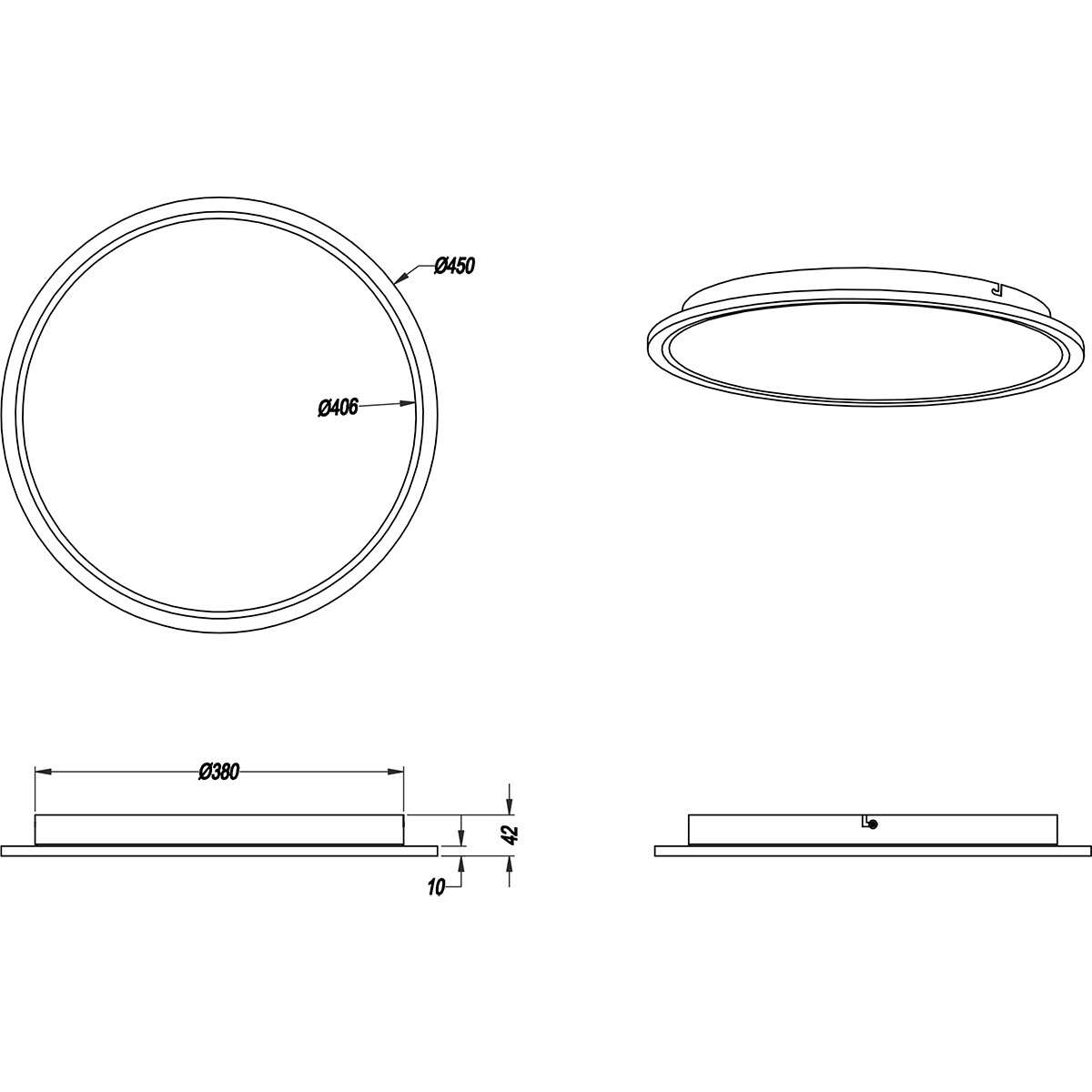 LED Plafondlamp - Plafondverlichting - Trion Povino - 26W - Warm Wit 3000K - Dimbaar - Rond - Mat Zwart - Aluminium