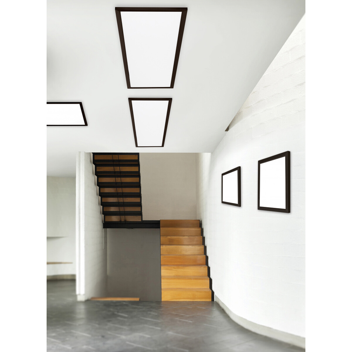 LED Plafondlamp - Plafondverlichting - Trion Povino - 31W - Warm Wit 3000K - Dimbaar - Rechthoek - Mat Zwart - Aluminium