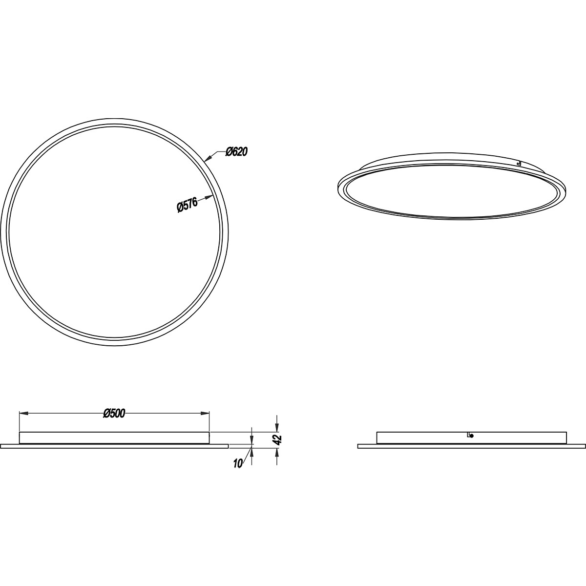 LED Plafondlamp - Plafondverlichting - Trion Povino - 31W - Warm Wit 3000K - Dimbaar - Rond - Mat Zwart - Aluminium