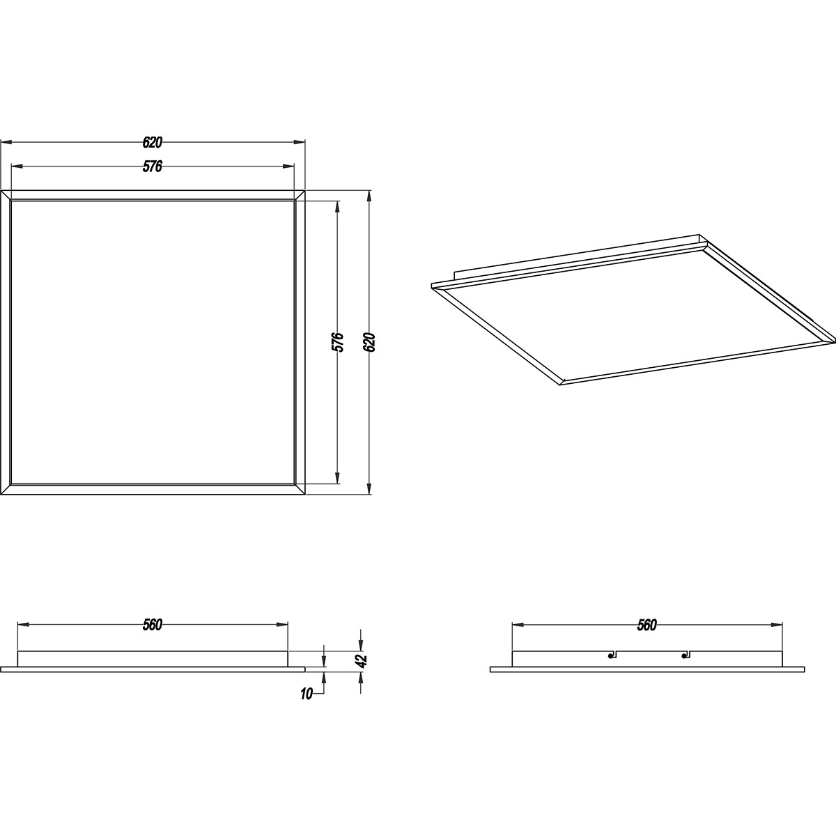 LED Plafondlamp - Plafondverlichting - Trion Povino - 31W - Warm Wit 3000K - Dimbaar - Vierkant - Mat Zwart - Aluminium