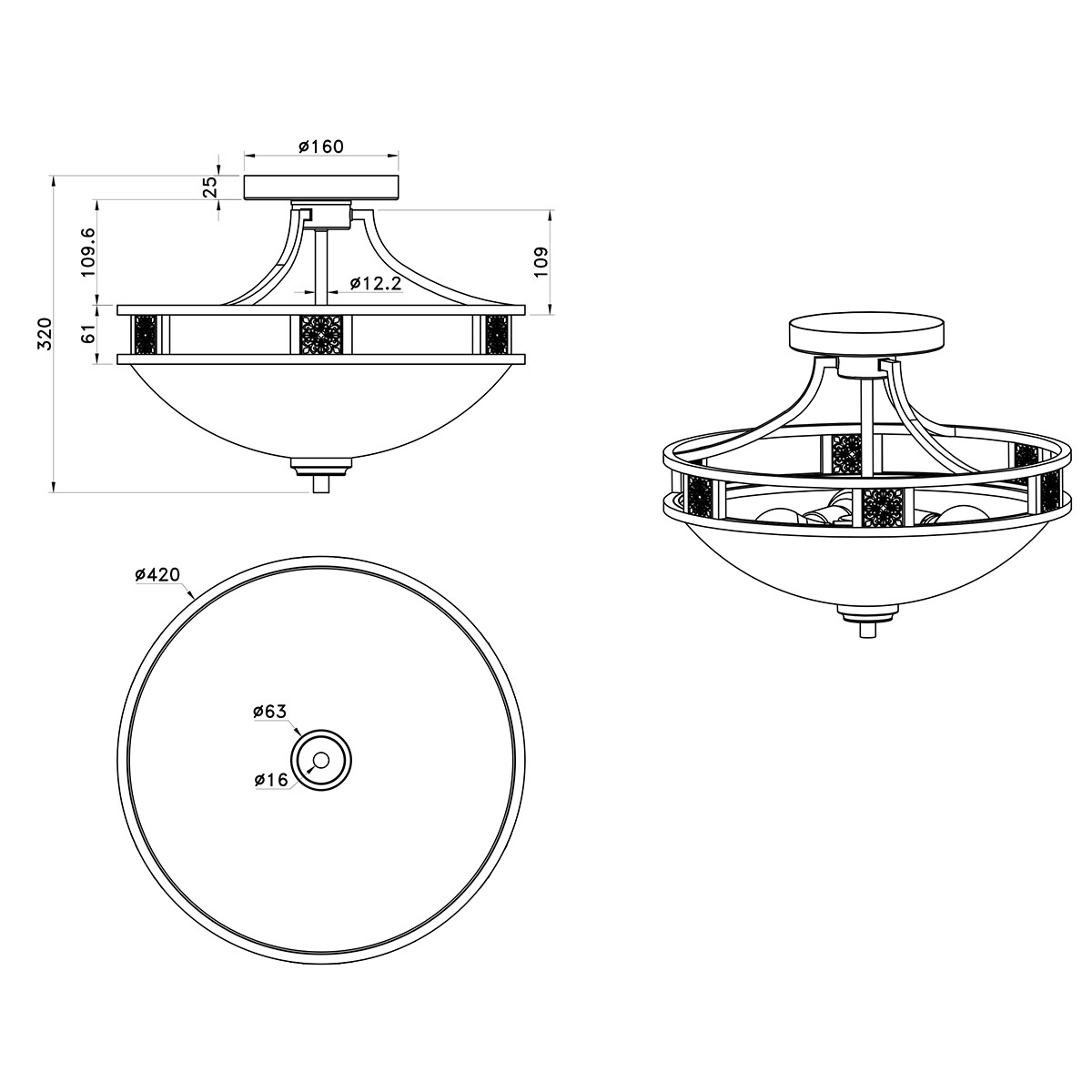 LED Plafondlamp - Plafondverlichting - Trion Qoluno - E27 Fitting - 3-lichts - Rond - Transparent Helder - Aluminium