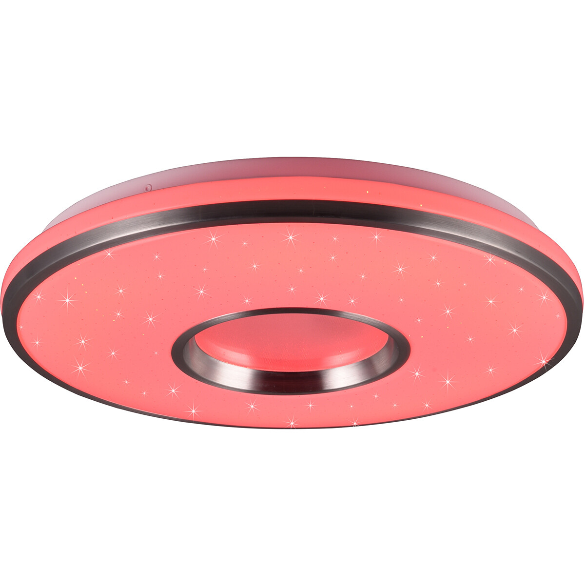 LED Plafondlamp - Plafondverlichting - Trion Reli - 21W - Aanpasbare Kleur - RGB - Afstandsbediening - Dimbaar - Sterlicht - Rond - Geborsteld Aluminium - Kunststof