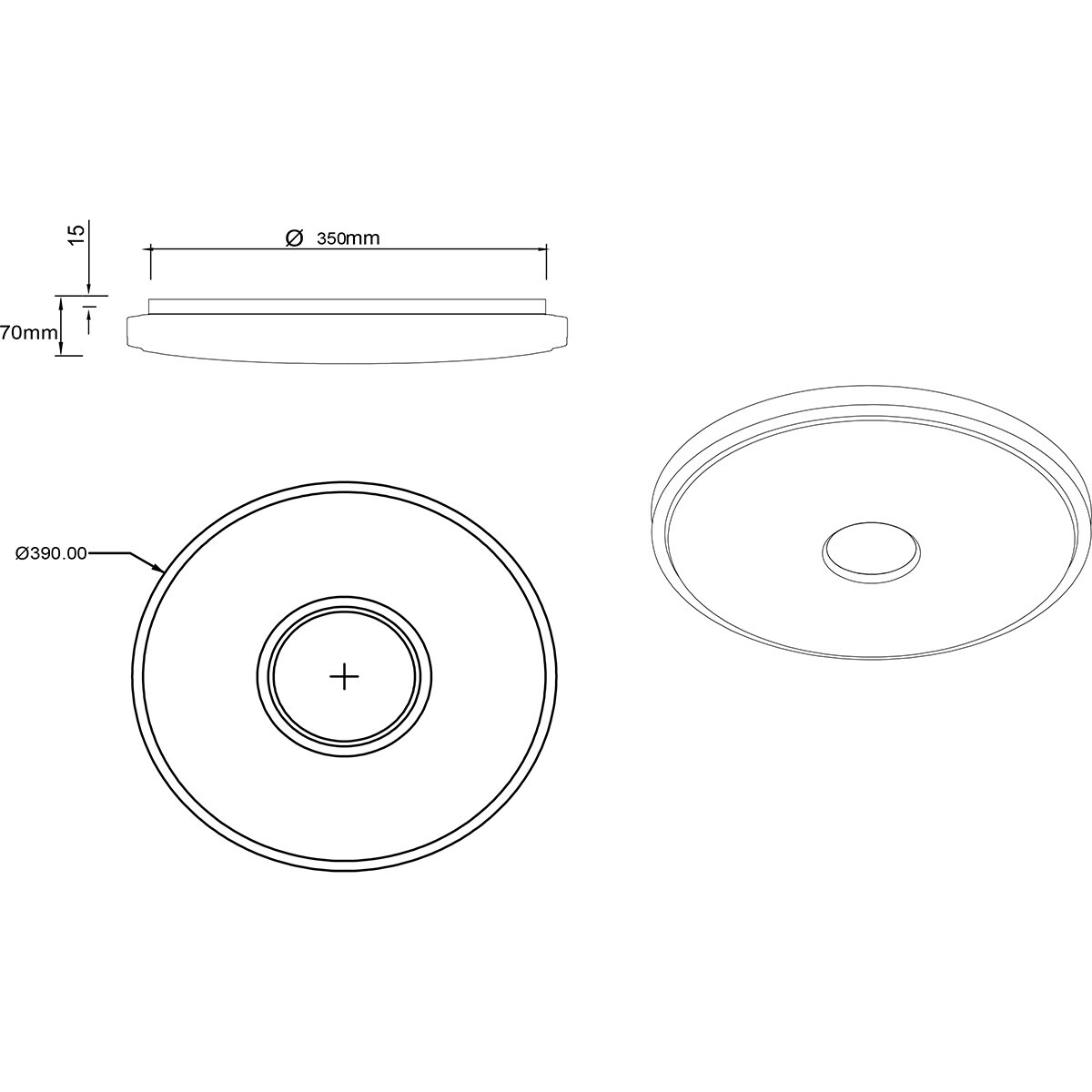 LED Plafondlamp - Plafondverlichting - Trion Reli - 21W - Aanpasbare Kleur - RGB - Afstandsbediening - Dimbaar - Sterlicht - Rond - Geborsteld Aluminium - Kunststof