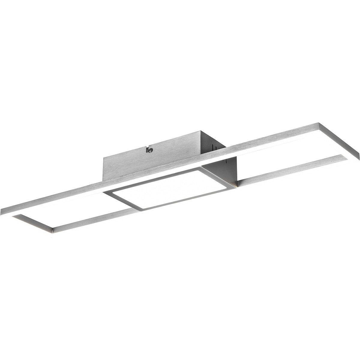 LED Plafondlamp - Plafondverlichting - Trion Riyaz - 22W - Aanpasbare Kleur - Afstandsbediening - Dimbaar - Rechthoek - Mat Nikkel - Aluminium