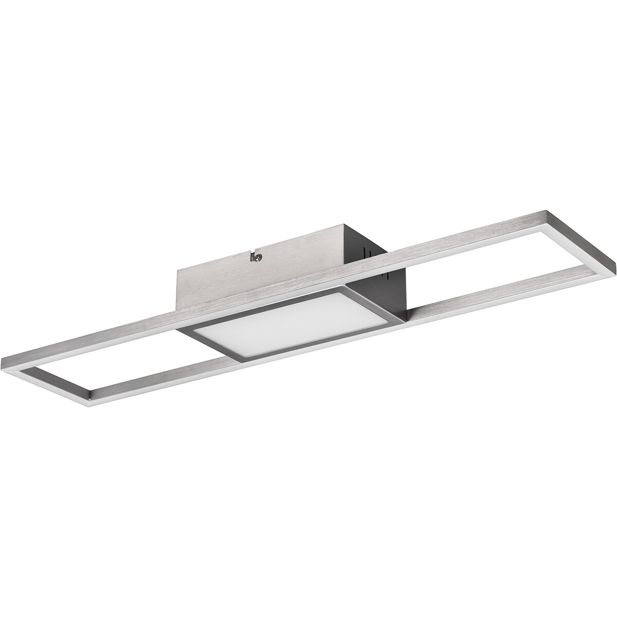 LED Plafondlamp - Plafondverlichting - Trion Riyaz - 22W - Aanpasbare Kleur - Afstandsbediening - Dimbaar - Rechthoek - Mat Nikkel - Aluminium