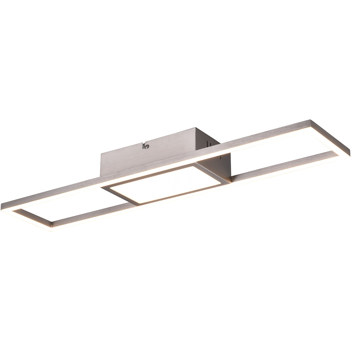 LED Plafondlamp - Plafondverlichting - Trion Riyaz - 22W - Aanpasbare Kleur - Afstandsbediening - Dimbaar - Rechthoek - Mat Nikkel - Aluminium