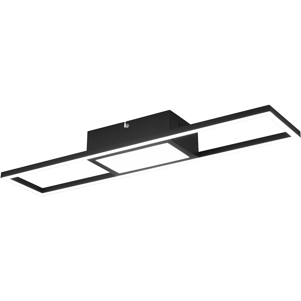 LED Plafondlamp - Plafondverlichting - Trion Riyaz - 22W - Aanpasbare Kleur - Afstandsbediening - Dimbaar - Rechthoek - Mat Zwart - Aluminium