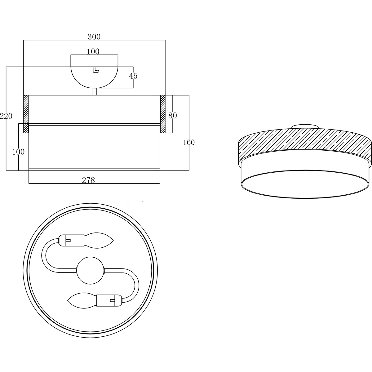 LED Plafondlamp - Plafondverlichting - Trion Sella - E14 Fitting - 2-lichts - Rond - Mat Nikkel/Wit - Aluminium