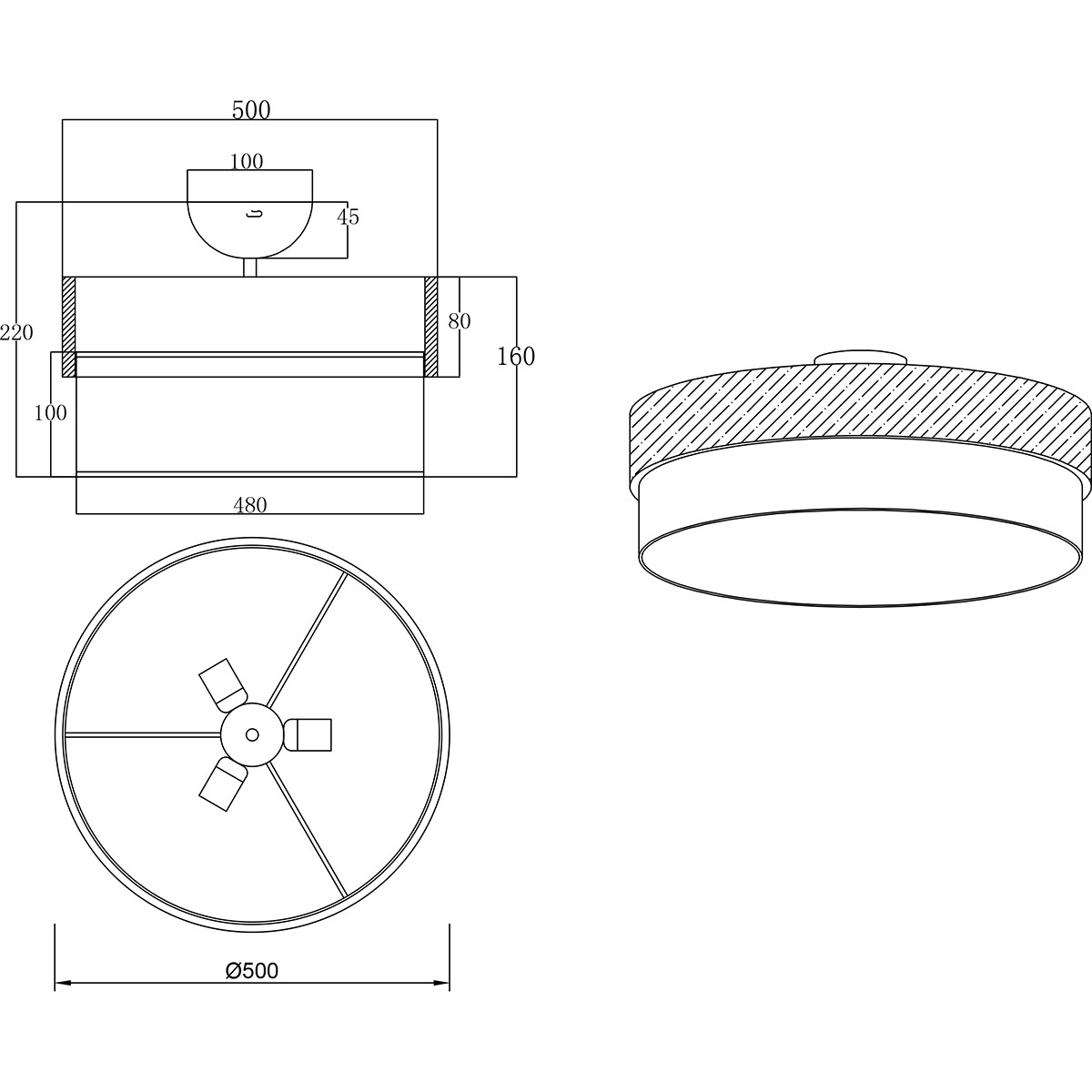 LED Plafondlamp - Plafondverlichting - Trion Sella - E14 Fitting - 3-lichts - Rond - Mat Nikkel/Wit - Aluminium