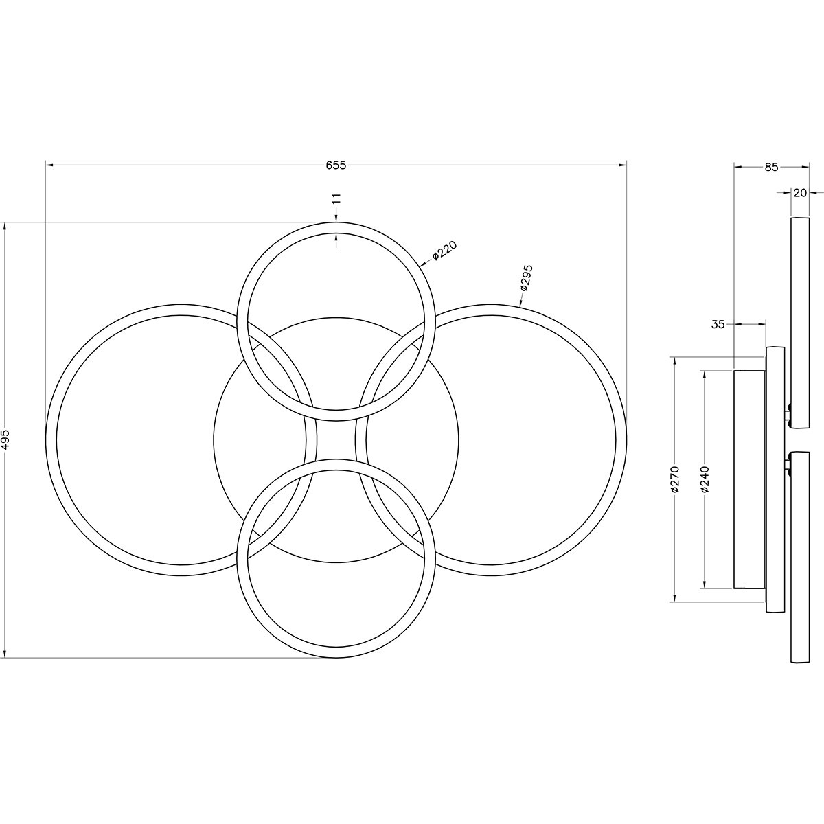 LED Plafondlamp - Plafondverlichting - Trion Serai - 27W - Natuurlijk Wit 4000K - Dimbaar - Rond - Chroom - Metaal