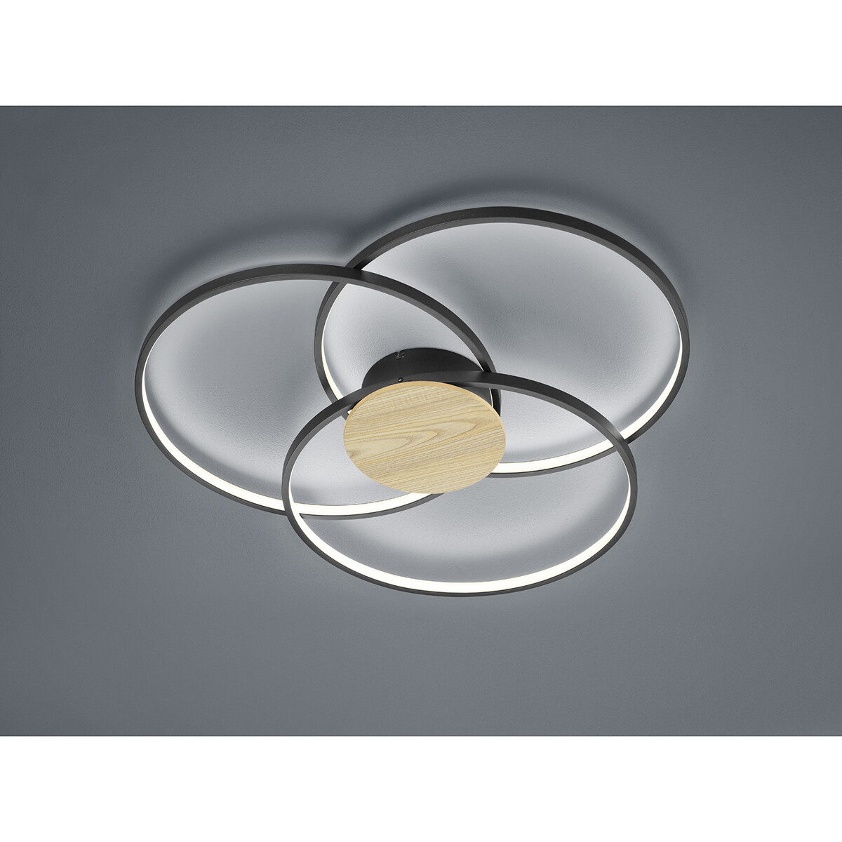 LED Plafondlamp - Plafondverlichting - Trion Sidon - 40W - Warm Wit 3000K - Dimbaar - Rond - Mat Zwart - Aluminium