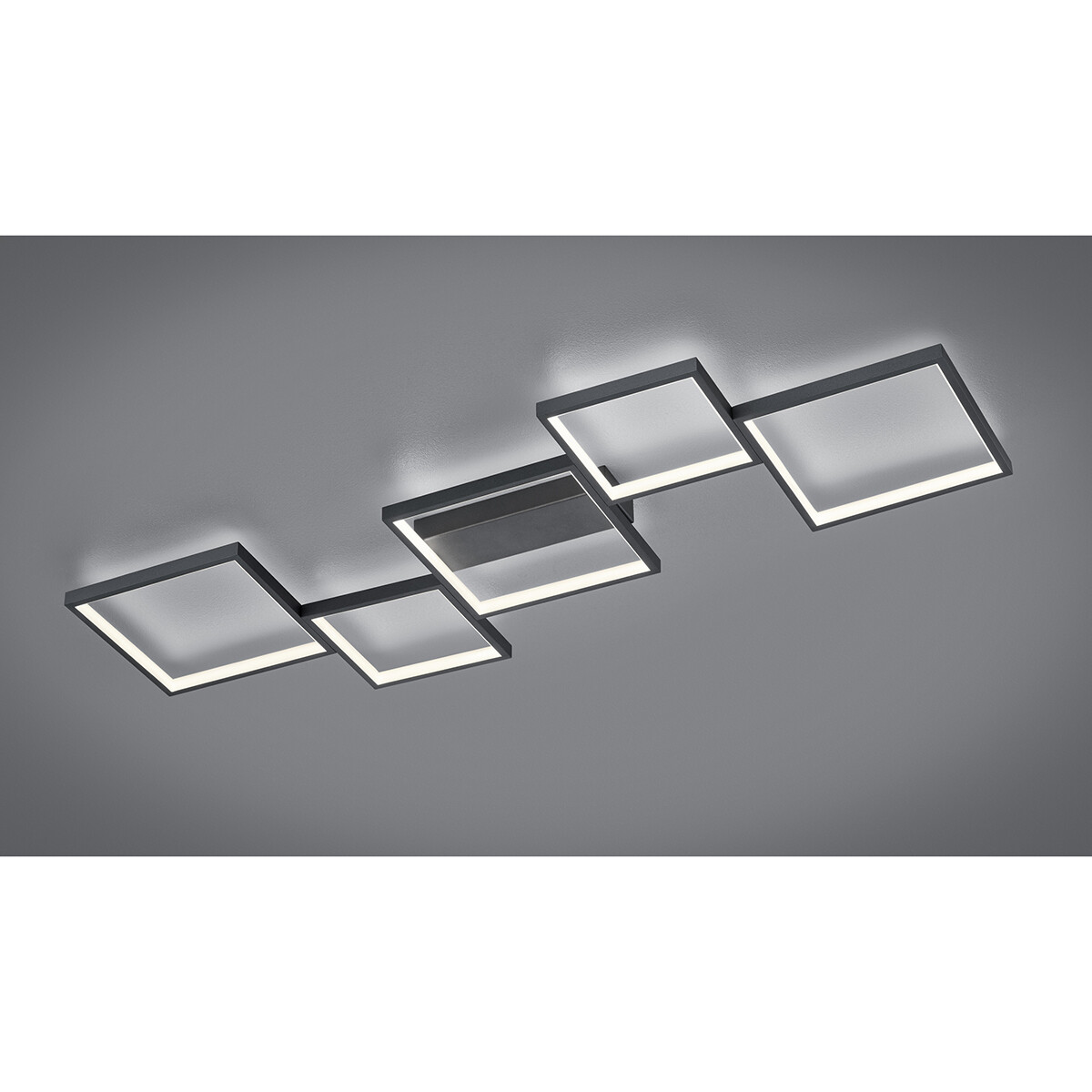 LED Plafondlamp - Plafondverlichting - Trion Soranto - 34W - Warm Wit 3000K - Dimbaar - Rechthoek - Mat Zwart - Aluminium