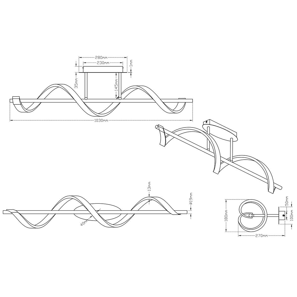 LED Plafondlamp - Plafondverlichting - Trion Syndi - 20W - Warm Wit 3000K - Dimbaar - Rechthoek - Mat Chroom - Aluminium