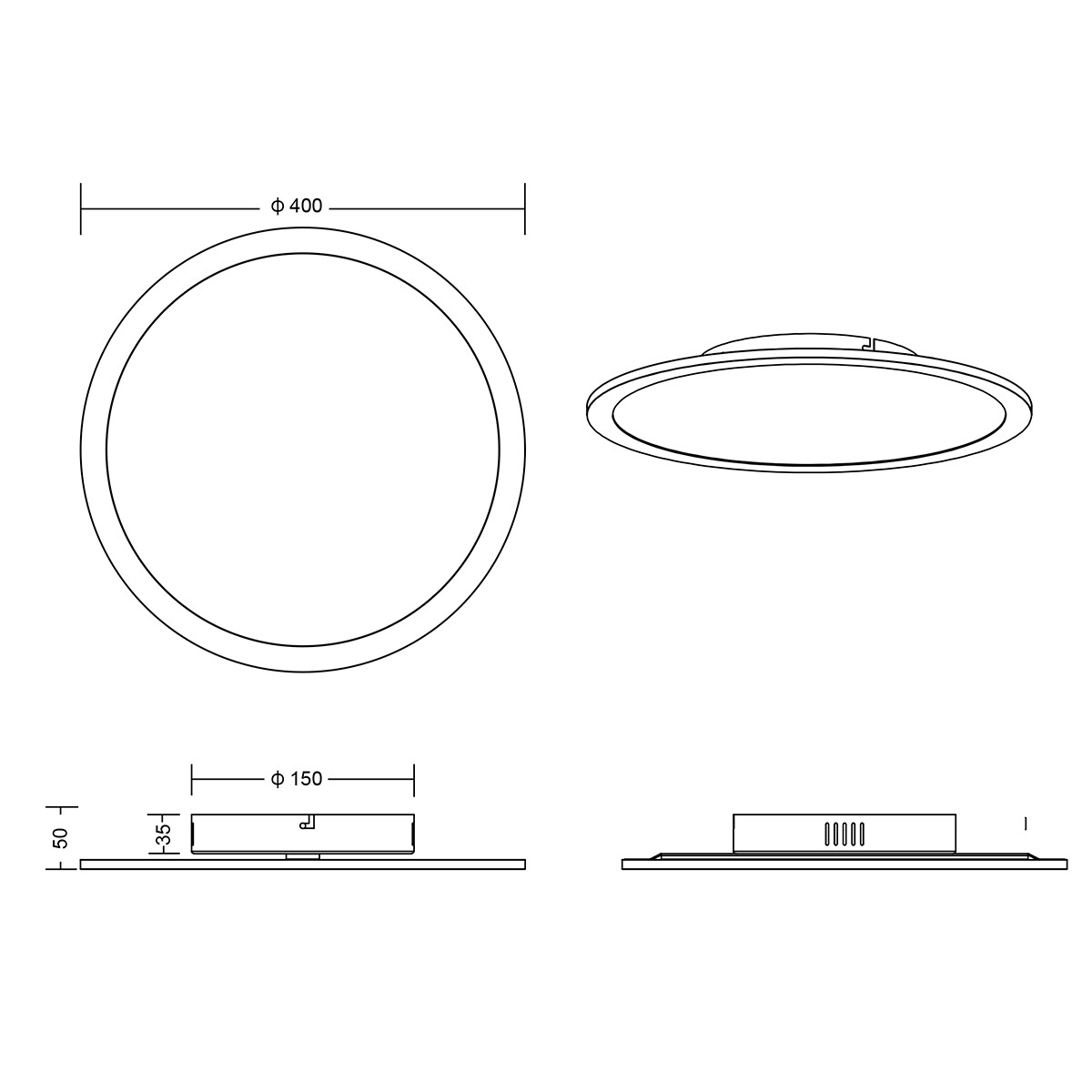 LED Plafondlamp - Plafondverlichting - Trion Tiberon - 20W - Natuurlijk Wit 4000K - Rond - Mat Titaan - Kunststof