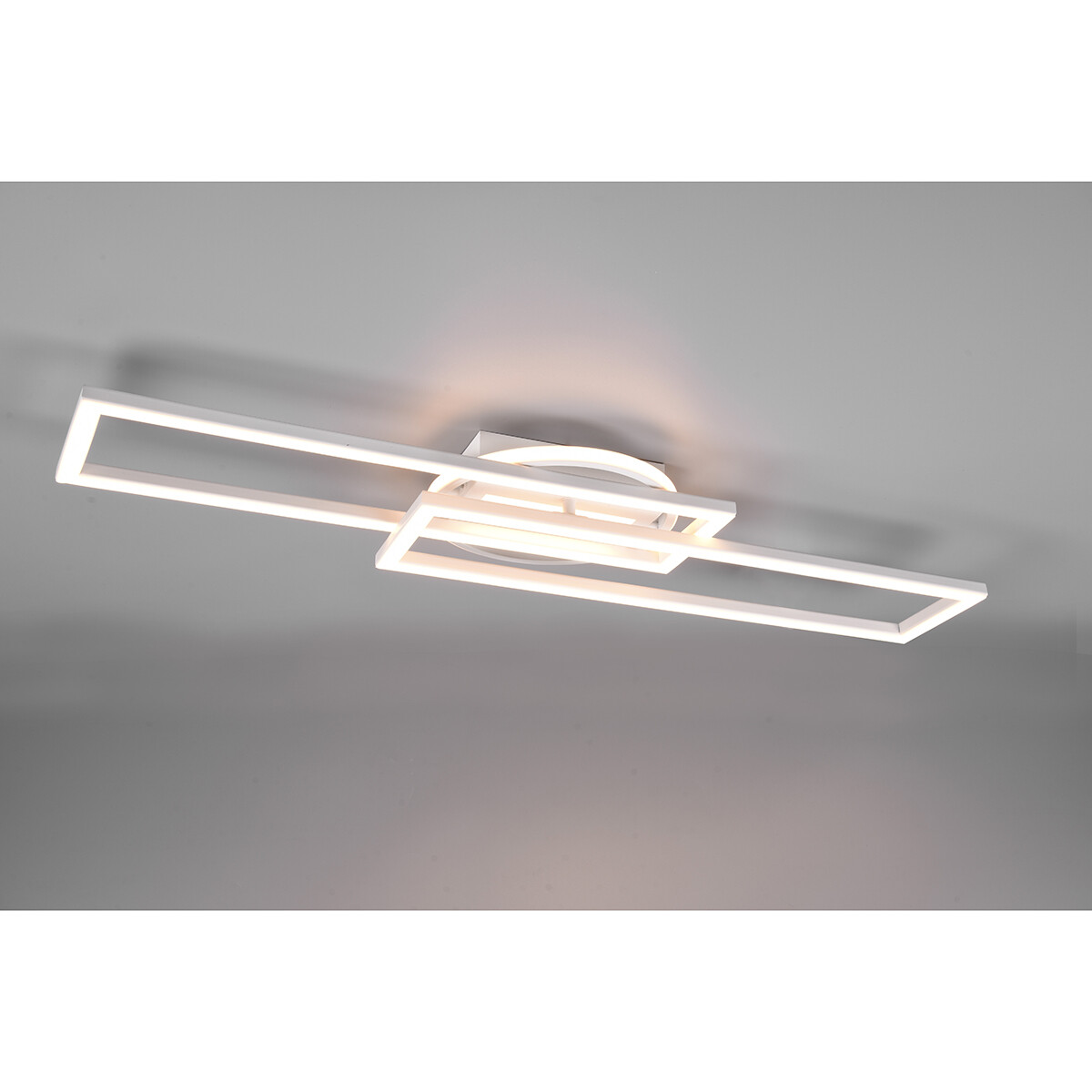 LED Plafondlamp - Plafondverlichting - Trion Tiger - 30W - Aanpasbare Kleur - Afstandsbediening - Dimbaar - Rechthoek - Mat Wit - Aluminium