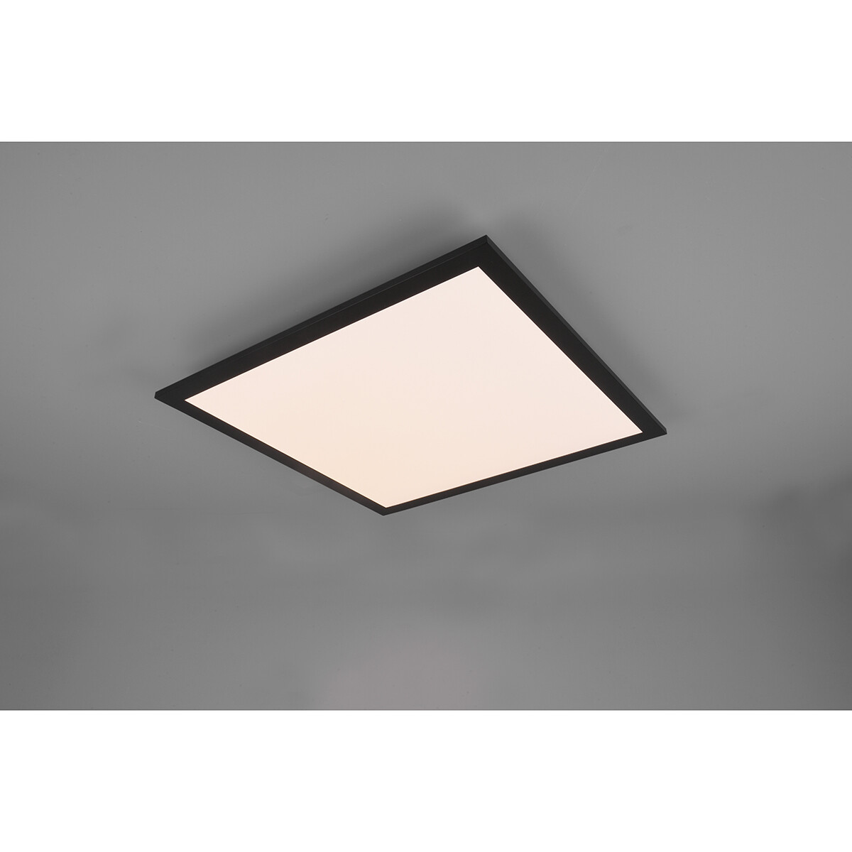 LED Plafondlamp - Plafondverlichting - Trion Tirus - 18W - Aanpasbare Kleur - Afstandsbediening - Dimbaar - Vierkant - Mat Zwart - Aluminium