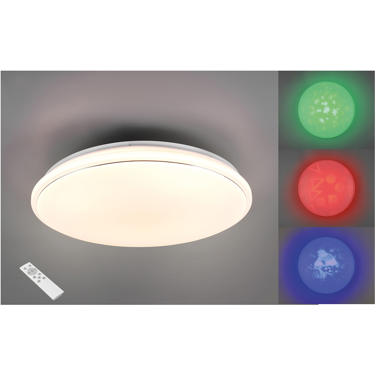 LED Plafondlamp - Plafondverlichting - Trion Turbo - 21W - Warm Wit 3000K - RGB - Dimbaar - Afstandsbediening - Rond - Mat Wit - Kunststof