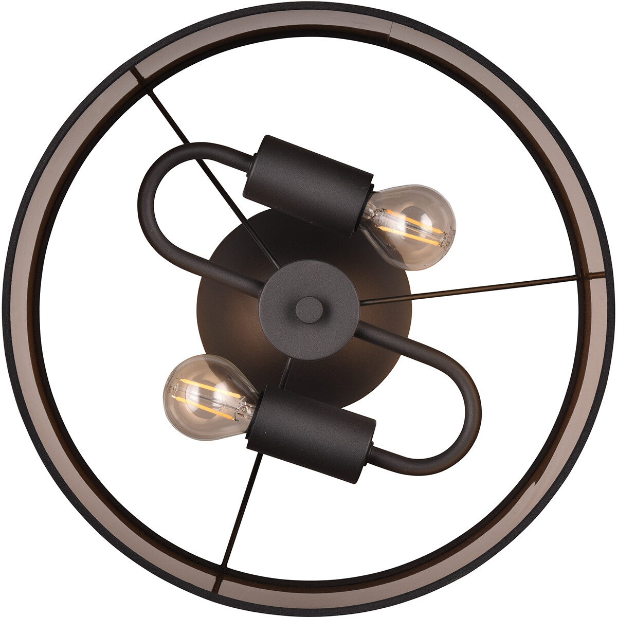 LED Plafondlamp - Plafondverlichting - Trion Vamos - E14 Fitting - 2-lichts - Rond - Mat Zwart - Metaal