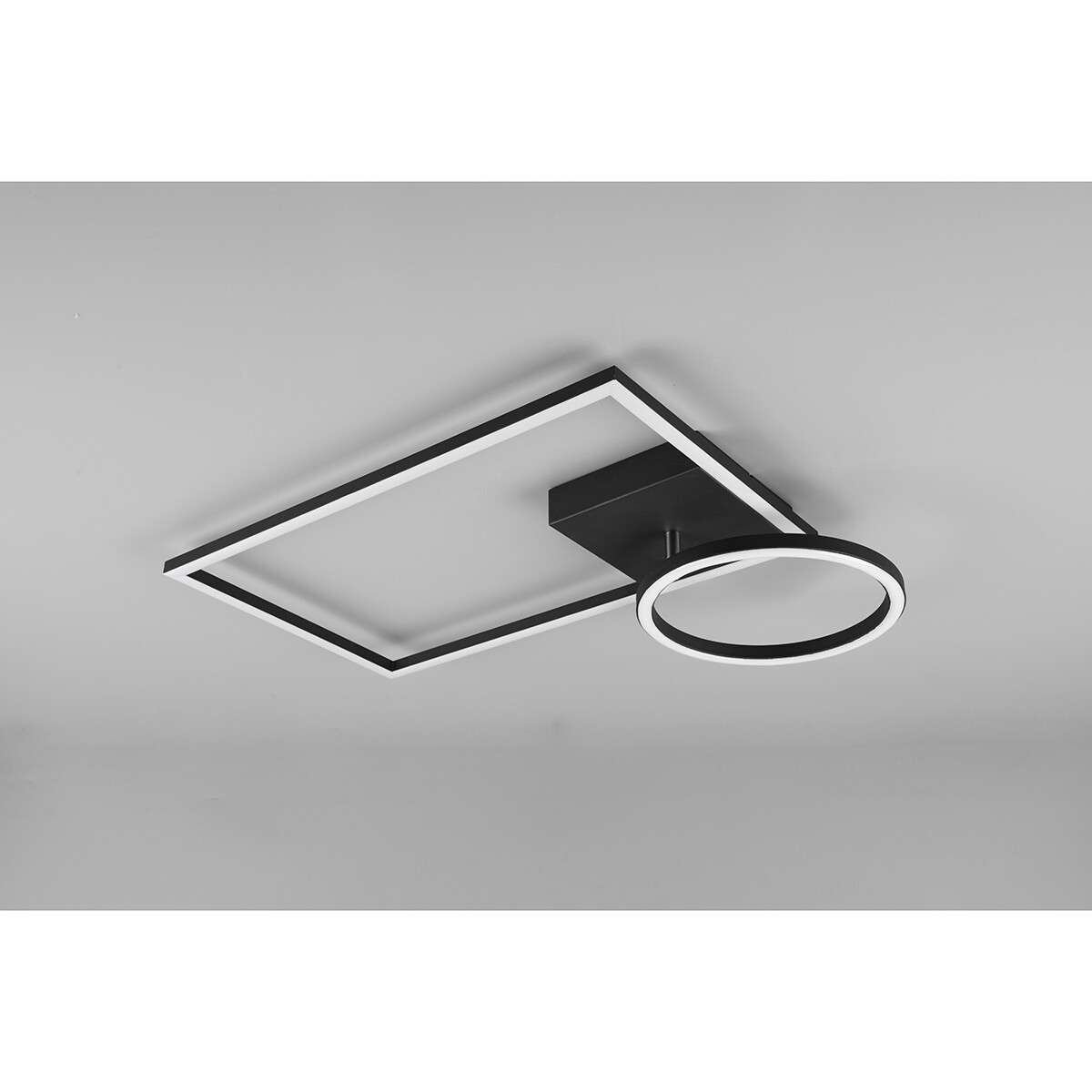 LED Plafondlamp - Plafondverlichting - Trion Viyona - 24W - Warm Wit 3000K - Dimbaar - Rechthoek - Mat Zwart - Aluminium