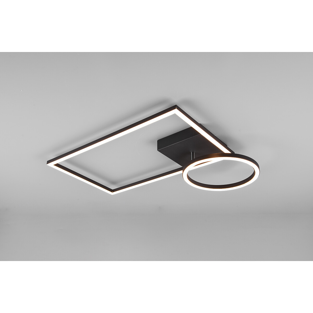 LED Plafondlamp - Plafondverlichting - Trion Viyona - 24W - Warm Wit 3000K - Dimbaar - Rechthoek - Mat Zwart - Aluminium