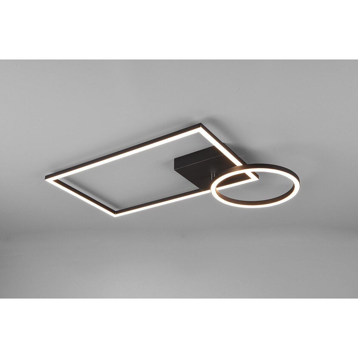 LED Plafondlamp - Plafondverlichting - Trion Viyona - 24W - Warm Wit 3000K - Dimbaar - Rechthoek - Mat Zwart - Aluminium