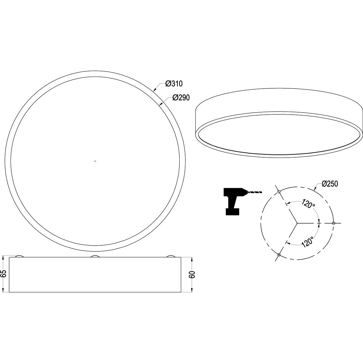 LED Plafondlamp - Plafondverlichting - Trion Wilson - 28W - Aanpasbare Kleur - Dimbaar - Rond - Mat Titaan - Aluminium