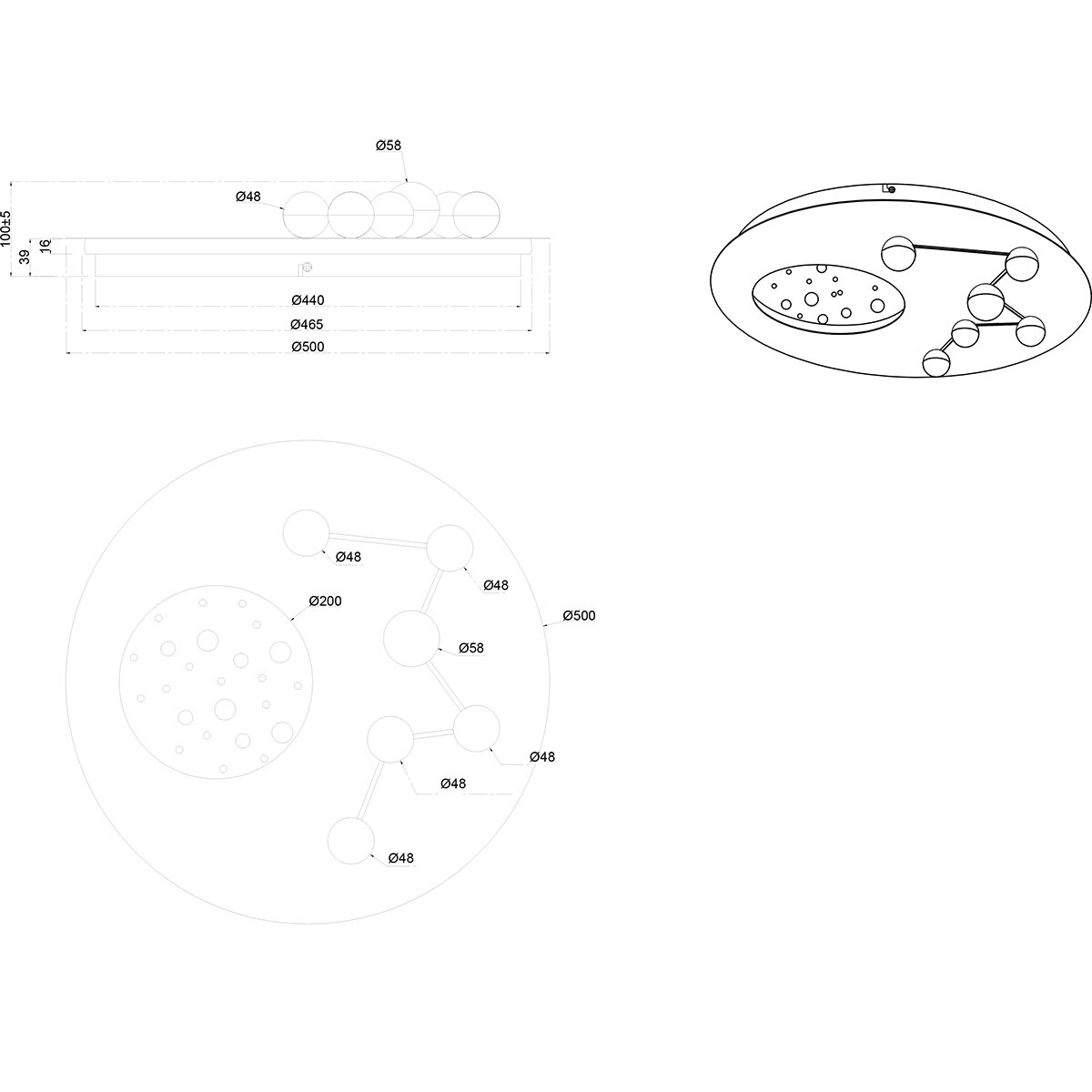 LED Plafondlamp - Plafondverlichting - Trion Zion - 42W - Aanpasbare Kleur - Dimbaar - Rond - Mat Zwart - Metaal