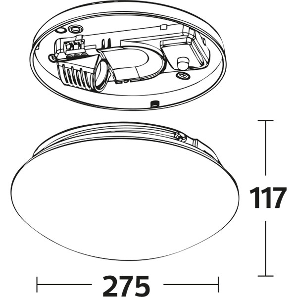 LED Plafondlamp met Bewegingssensor - 360° Sensor - E27 Fitting - Opbouw - Ovaal - Mat Wit - Glas