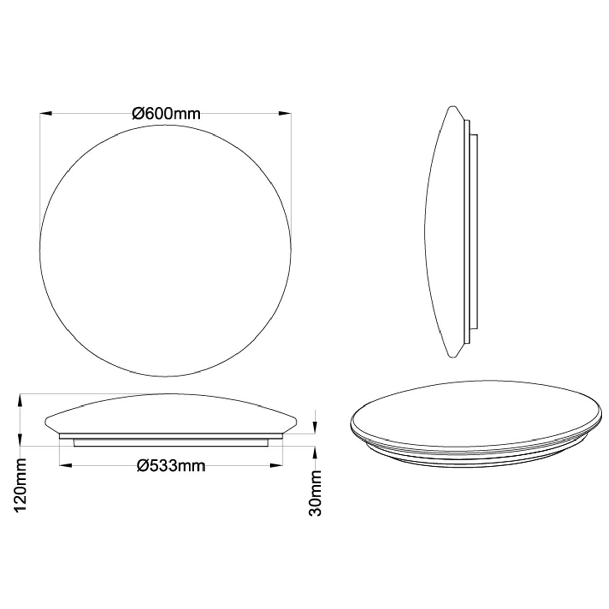 LED Plafondlamp - Trion Acinoa - 40W - Aanpasbare Kleur - Dimbaar - Afstandsbediening - Rond - Mat Wit