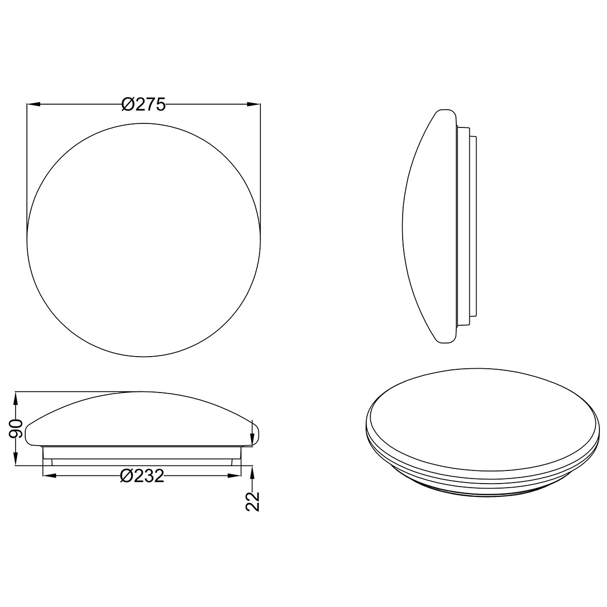 LED Plafondlamp - Badkamerlamp - Trion Acinoa - Spatwaterdicht IP44 - 12W - Natuurlijk Wit 4000K - Rond - Mat Wit