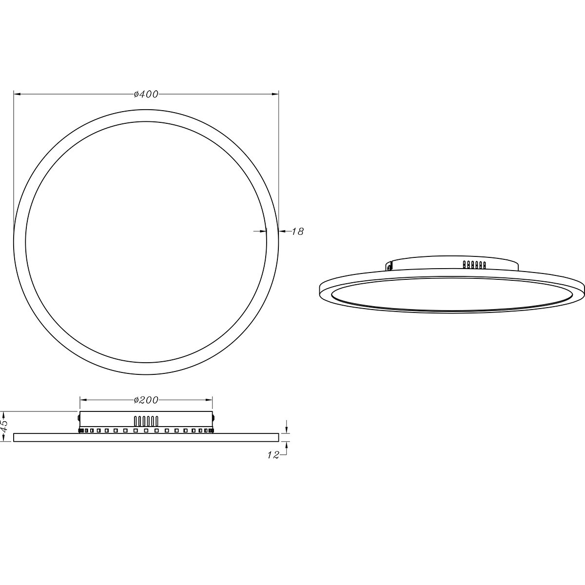 LED Plafondlamp - Trion Amira - 20W - Aanpasbare Kleur - Dimbaar - Afstandsbediening - Rond - Titaan - Metaal