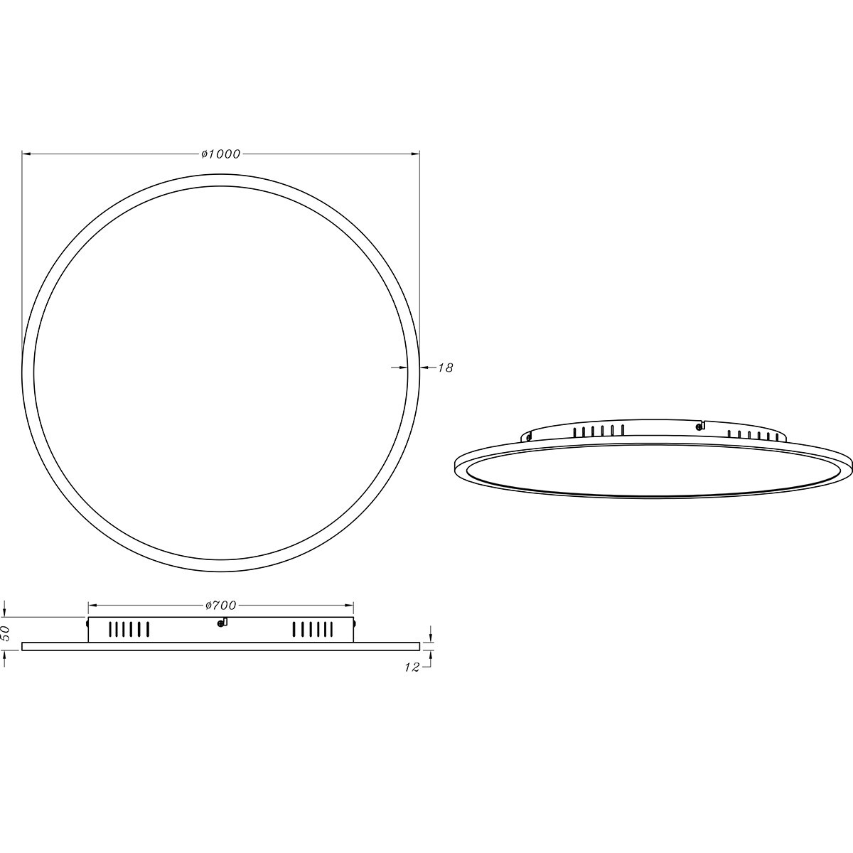 LED Plafondlamp - Trion Amira - 53W - Aanpasbare Kleur - Dimbaar - Afstandsbediening - Rond - Titaan - Metaal