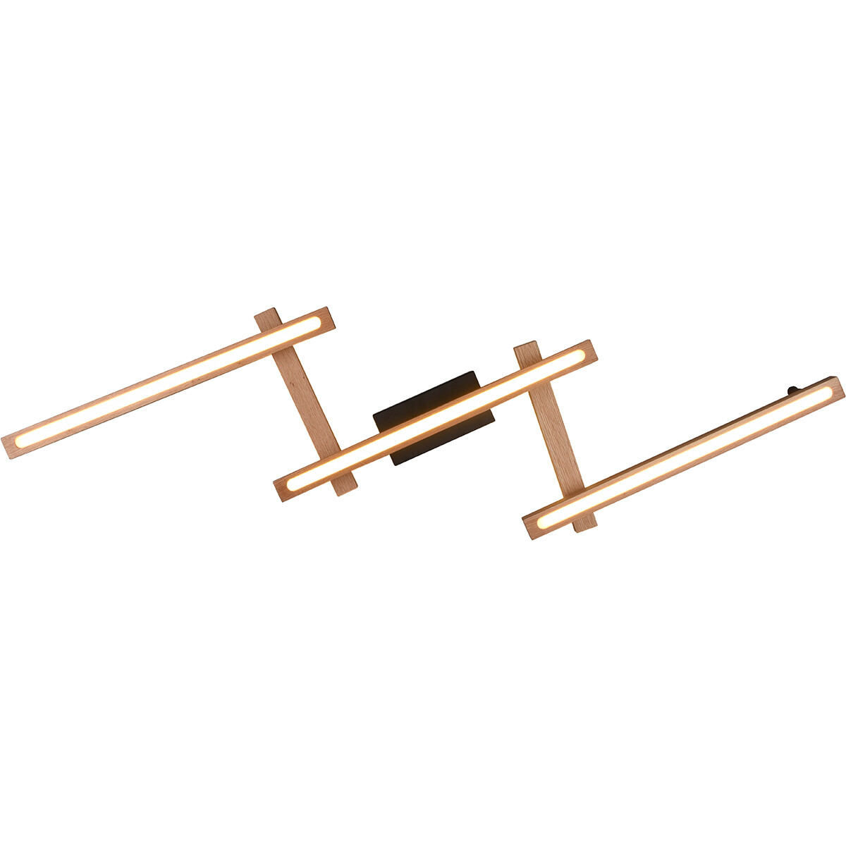 LED Plafondlamp - Trion Bulloni Up and Down- 36W - Aanpasbare Kleur - Afstandsbediening - Dimbaar - Rechthoek - Mat Bruin - Hout